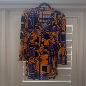 Cocomo Geometric Orange and Purple Blouse XL